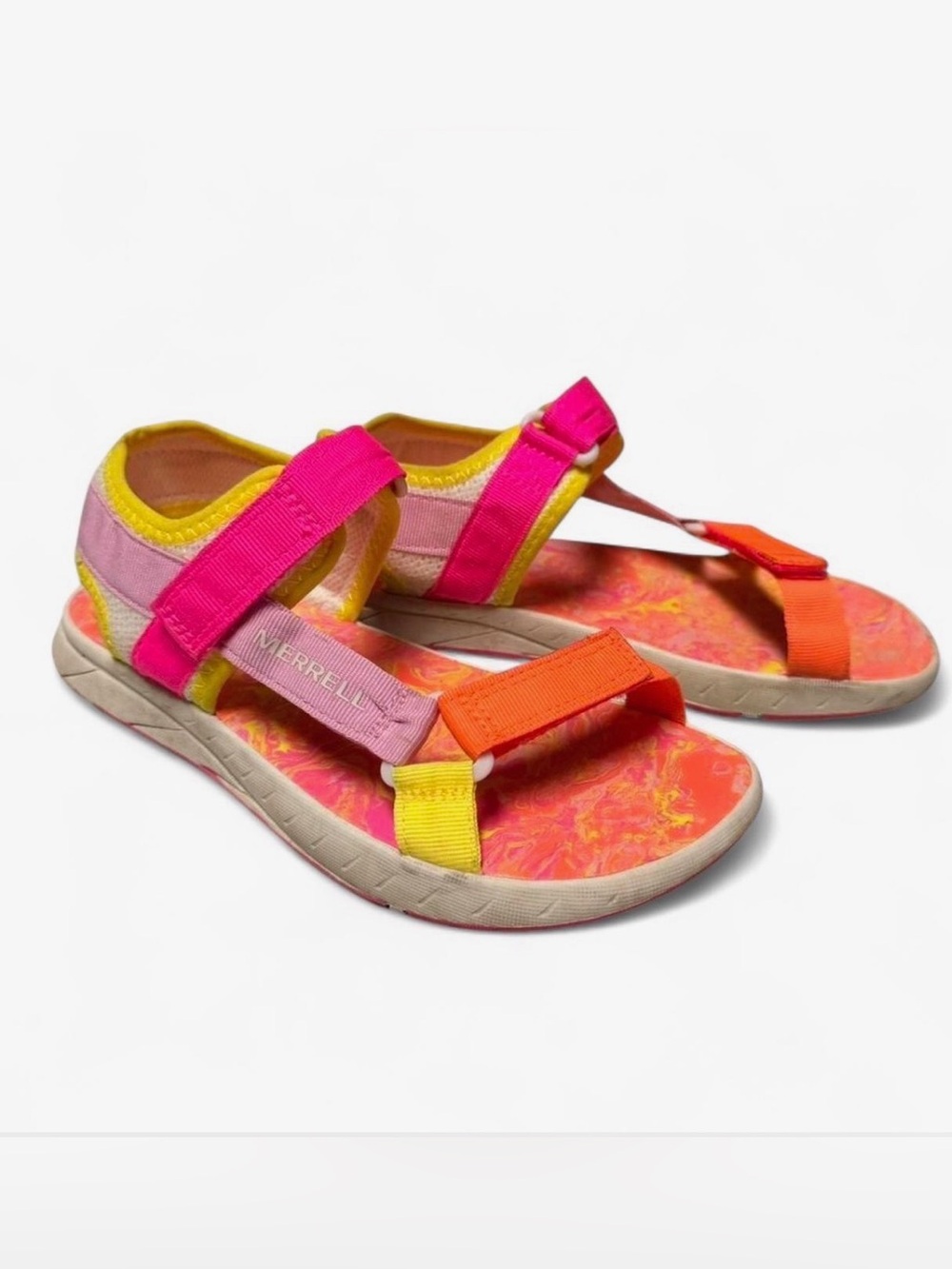 Merrell Kids Bright Pink Orange Yellow Strappy Sport Sandals